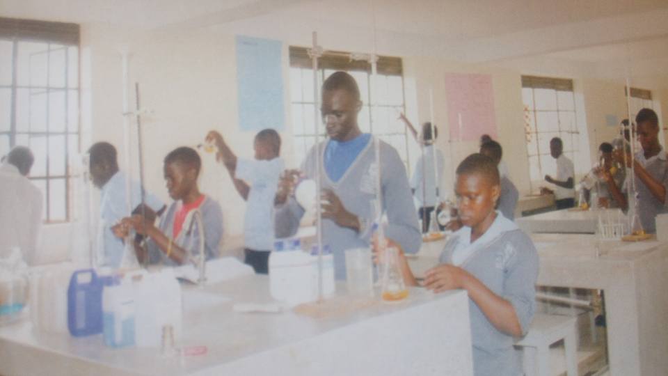 Students carrying out a practical lesson in the science lab